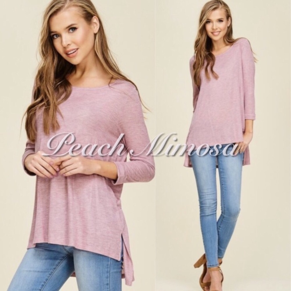 Plum roll up cuff tee